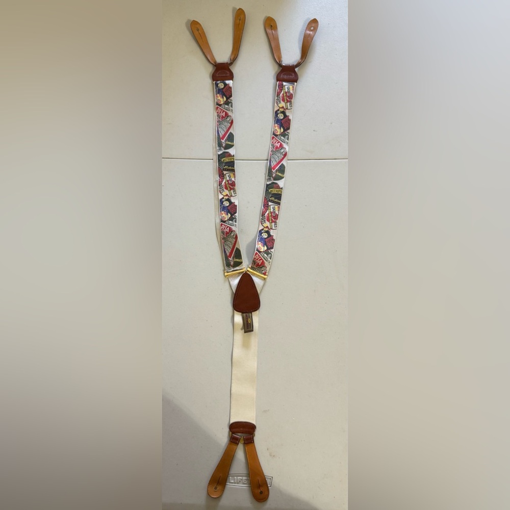Trafalgar Multicolor Patterned and Tan Leather Suspenders